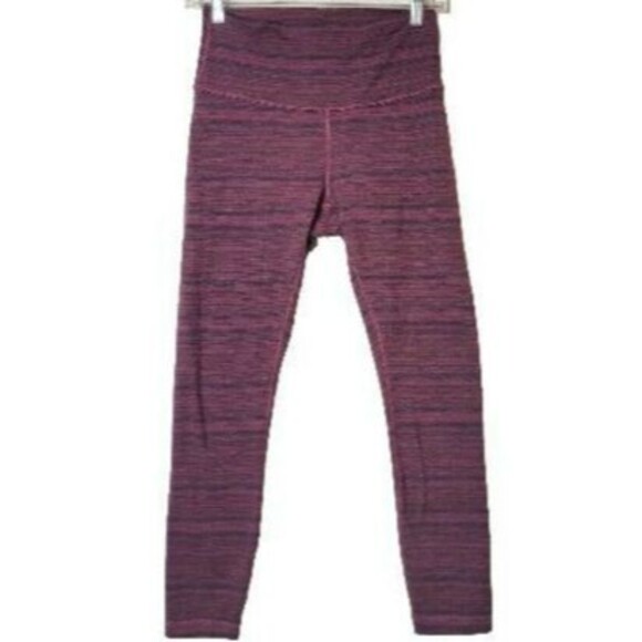 Lululemon Wunder Under Red Purple Cyber Stripe Leggings Women’s Size 8 Workout - Picture 1 of 9